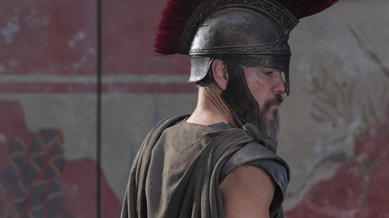 Odysseus in a helmet in The Odyssey