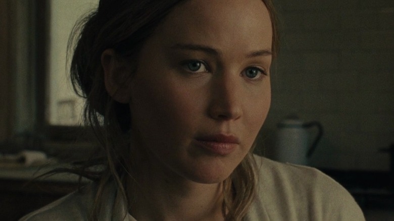 Jennifer Lawrence looking concerned as Mother in Mother!